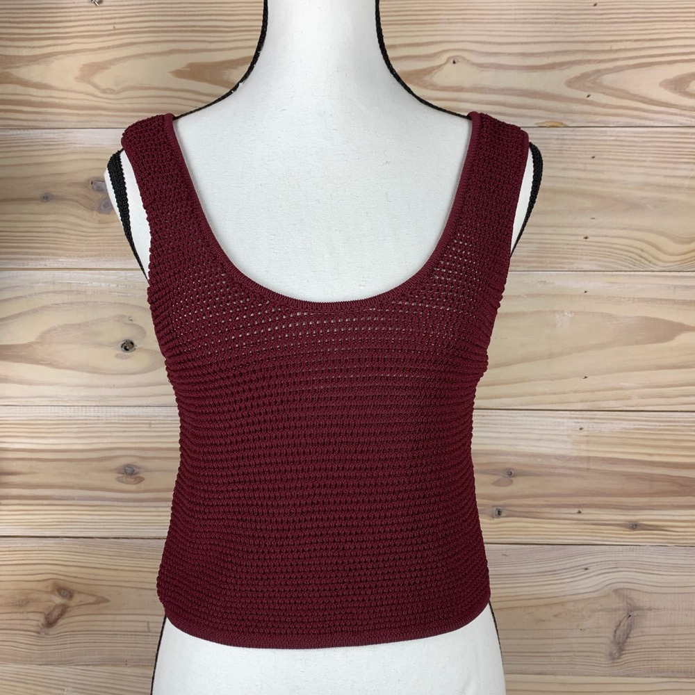 House of Harlow 1960 Burgundy Crochet Tank Top